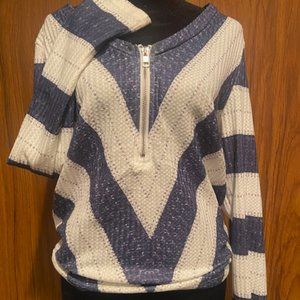 Blue/Cream NWOT Lightweight Zip Sweater XL